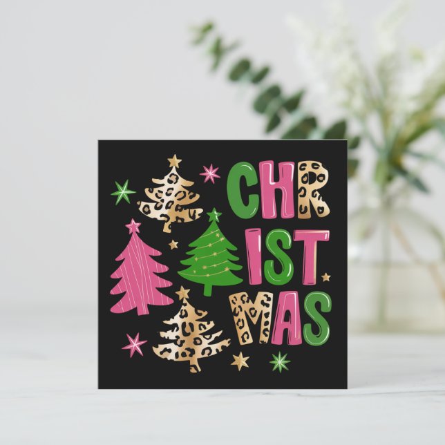 Árbol de Navidad Leopardo Elegante Alegre y Brilla (Anverso de pie)