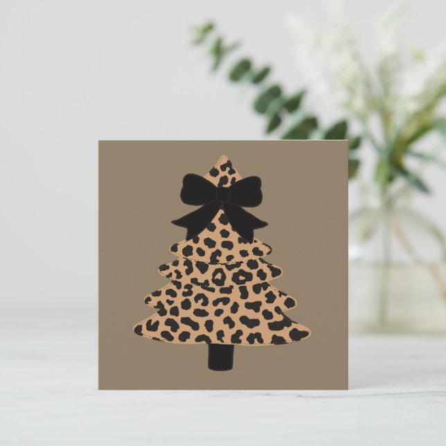 Árbol de Navidad Leopardo Preppy Coquette Navidad  (Anverso de pie)