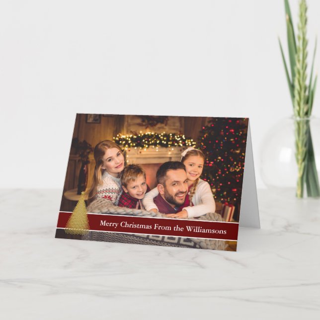 Árbol de navidad lleno del oro de la postal de la (Anverso)