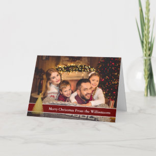 Árbol de navidad lleno del oro de la postal de la