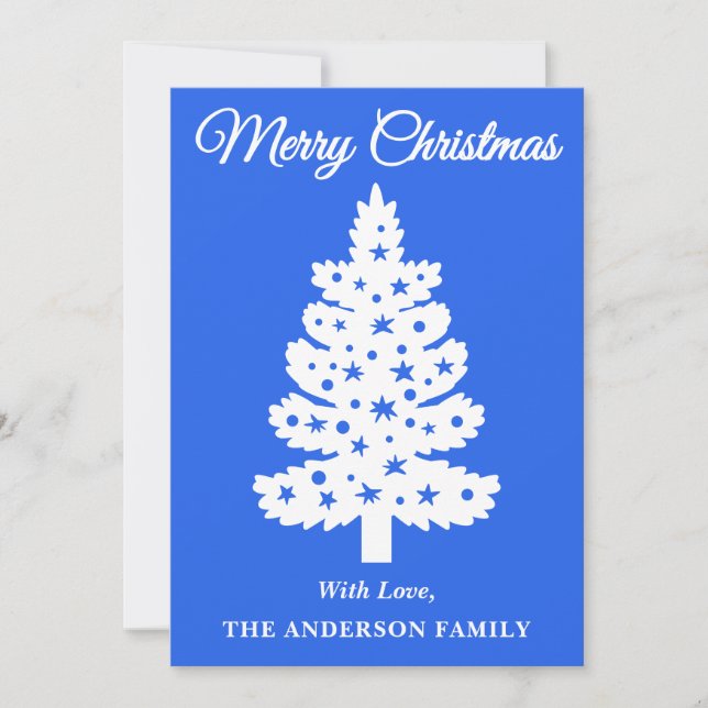 Árbol de navidad manuscrito azul real (Anverso)