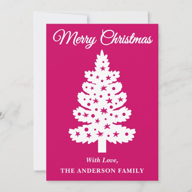 Árbol de Navidad manuscrito magenta (Anverso)