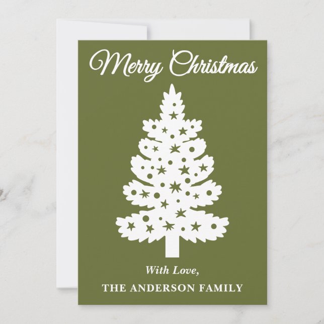 Árbol de navidad manuscrito verde oliva (Anverso)