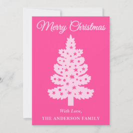 Árbol de Navidad manuscrito y rosa caliente