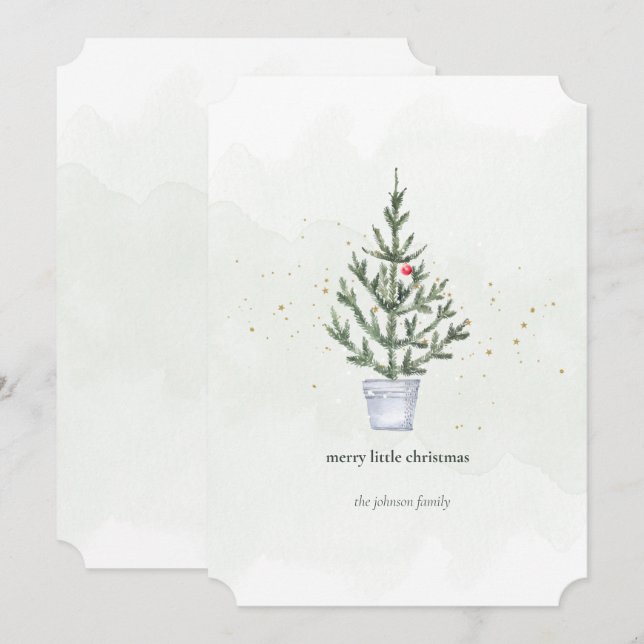 Árbol de Navidad minimalista acuarela navideña  (Anverso / Reverso)