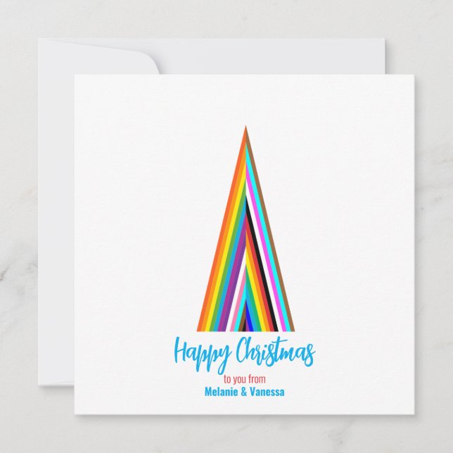 Árbol de Navidad minimalista arcoíris LGBT (Anverso)
