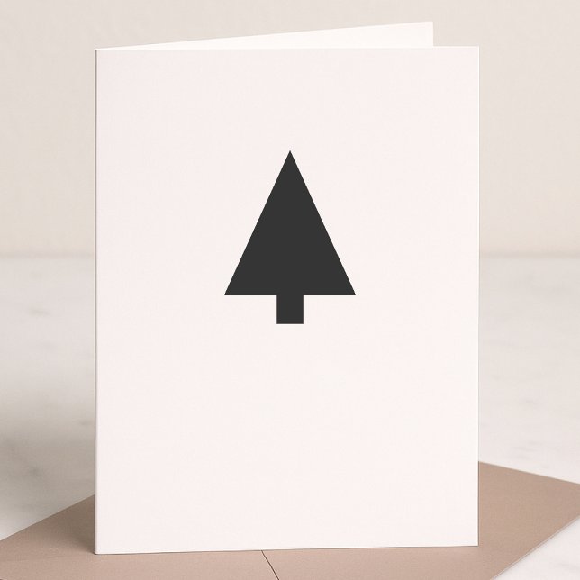 Árbol de Navidad minimalista | Blanco y negro simp (Personalize your folded Christmas card for minimal Scandi-inspired charm)