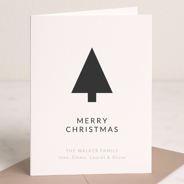 Árbol de Navidad minimalista | Blanco y negro simp (Mark the most wonderful season with a simple modern non-photo holiday card)