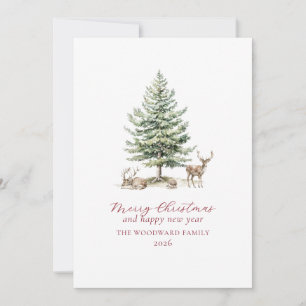 Árbol de Navidad minimalista de acuarela y nieve