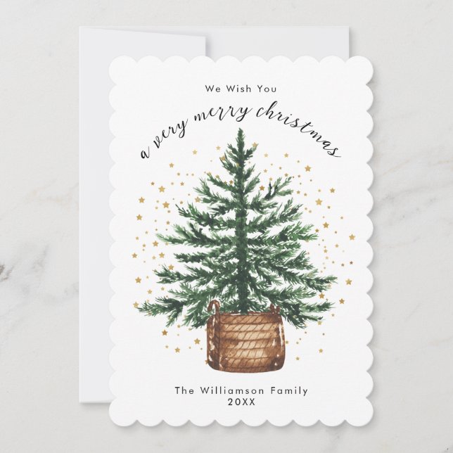Árbol de Navidad Minimalista Simple Acuarela Moder (Anverso)