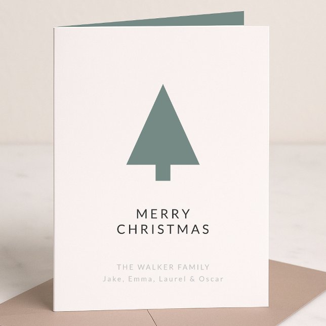 Árbol de Navidad mínimo | Sage Green Clean Simple (Mark the most wonderful season with a simple modern non-photo holiday card)