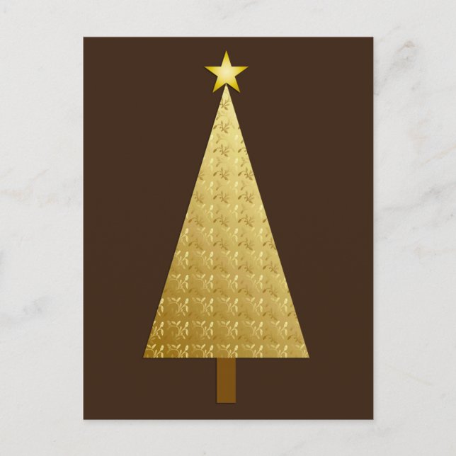Árbol de Navidad moderno de papel de oro (Anverso)