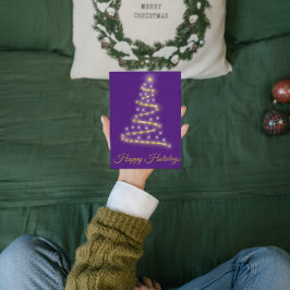 Árbol de Navidad moderno en postal morado