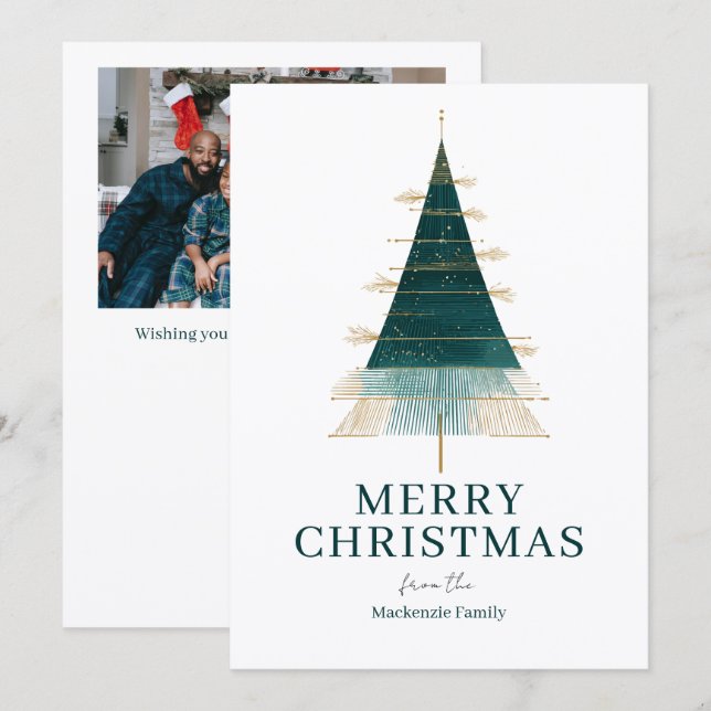 Árbol de Navidad moderno Foto Personalizada (Anverso / Reverso)