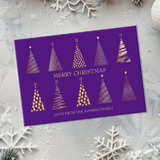 Árbol de Navidad moderno morado y dorado personali
