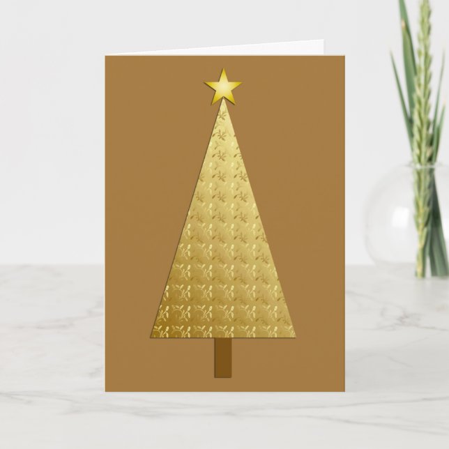 Árbol de Navidad moderno Relieve metalizado dorado (Anverso)