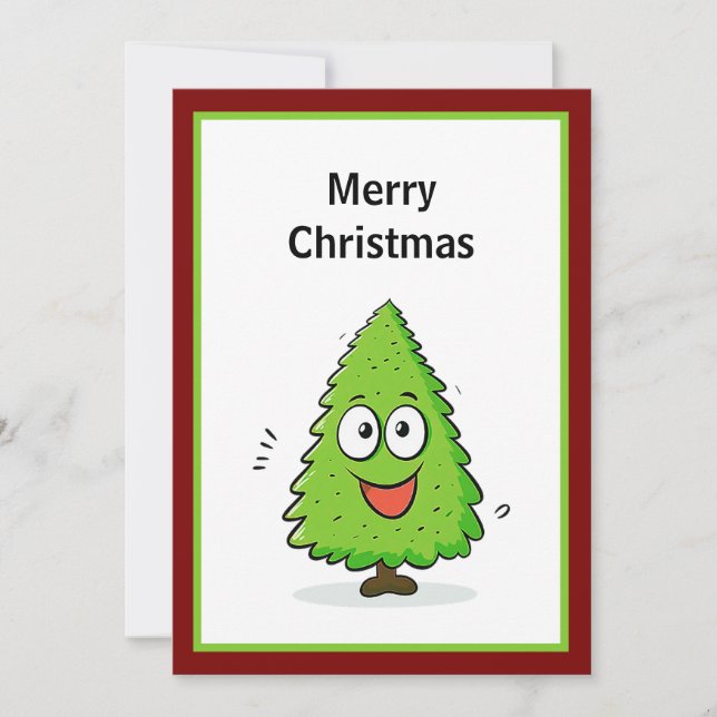 Árbol de Navidad Moderno Rojo y Verde Guay Minimal (Anverso)