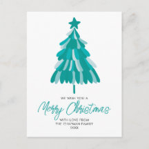 Árbol de Navidad moderno verde teal de invierno