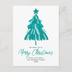 Árbol de Navidad moderno verde teal de invierno