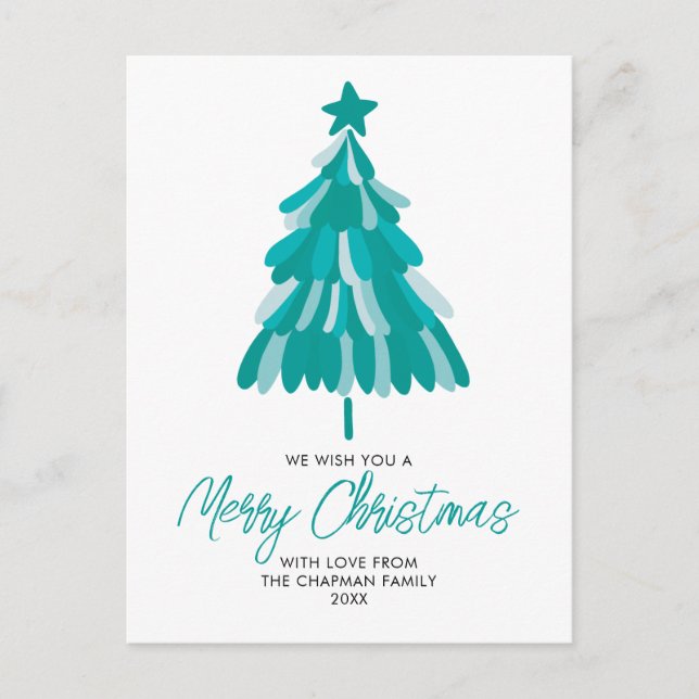 Árbol de Navidad moderno verde teal de invierno (Anverso)