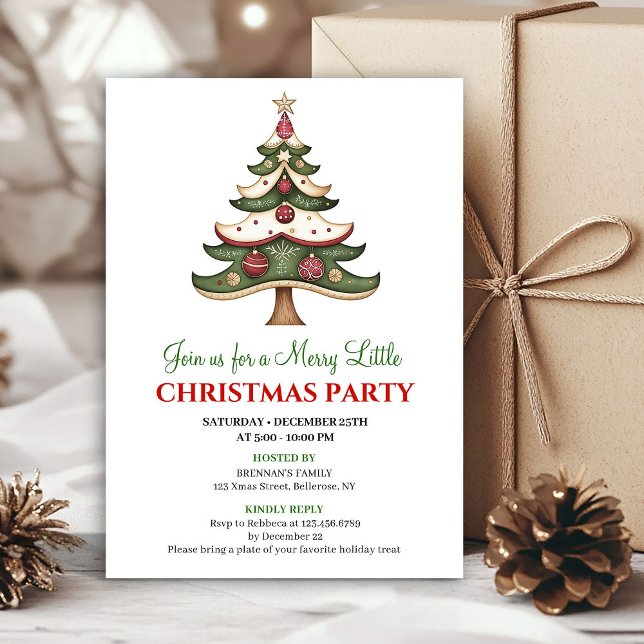Árbol de Navidad moderno y caprichoso invitación d (Modern whimsical Christmas tree Christmas invite)