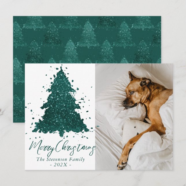 Árbol de Navidad Moody | Guión Verde azulado oscur (Anverso / Reverso)