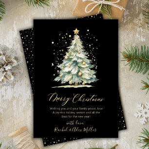 Árbol de Navidad negro elegante con guión dorado n