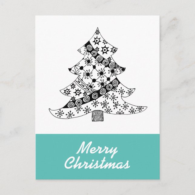 Árbol de Navidad negro Simple Feliz Navidad (Anverso)