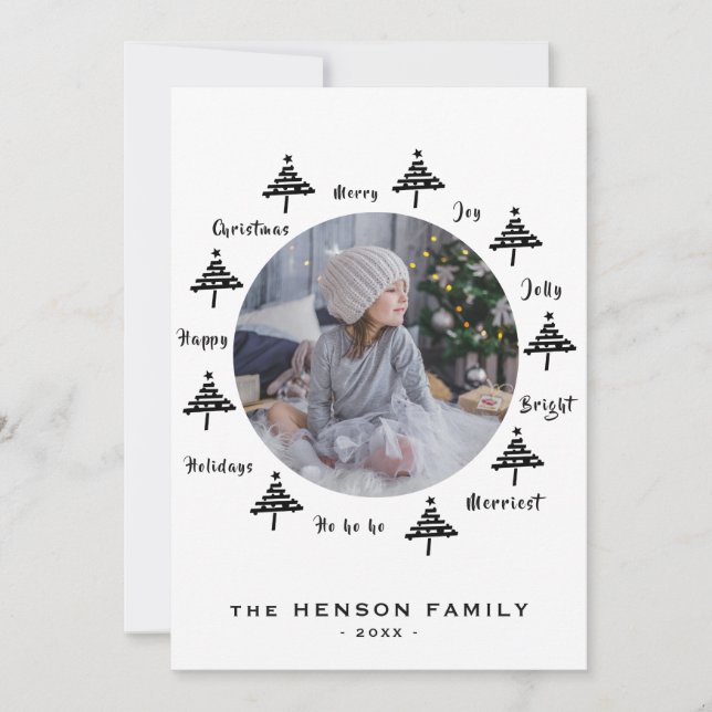 Árbol de navidad negro y blanco de la familia de l (Anverso)