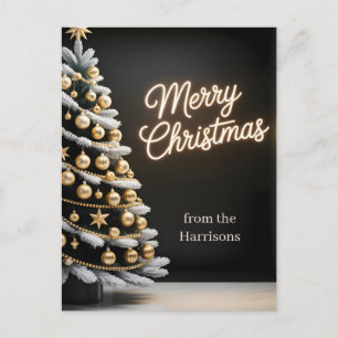 Árbol de Navidad negro y dorado con texto personal