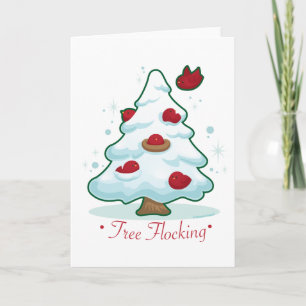 Árbol de navidad Nevado con los pájaros