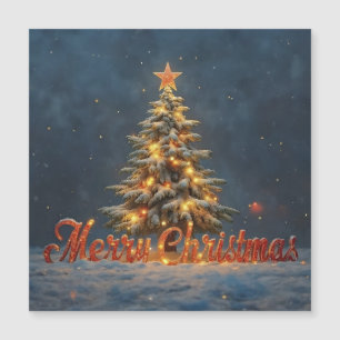 Árbol de Navidad nevado con luces cálidas