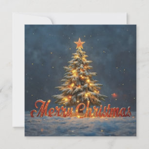 Árbol de Navidad nevado con luces cálidas