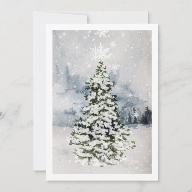 Árbol de Navidad nevado del bosque escénico modern (Anverso)