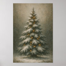Árbol de Navidad nevado | Póster de decoración de