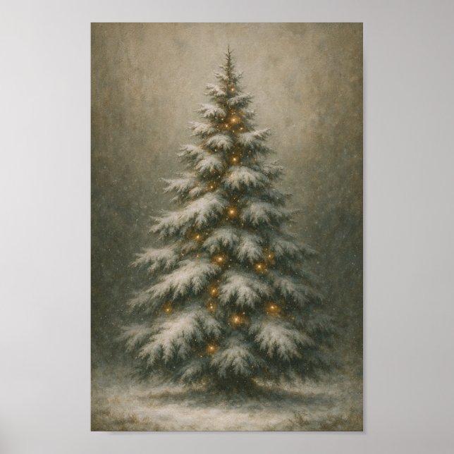 Árbol de Navidad nevado | Póster de decoración de  (Frente)