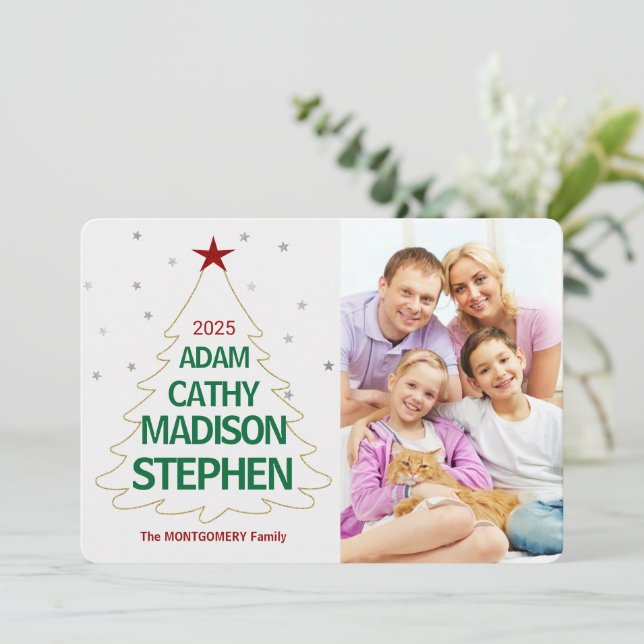 Árbol de Navidad nombra estrellas de colores dorad (Anverso de pie)