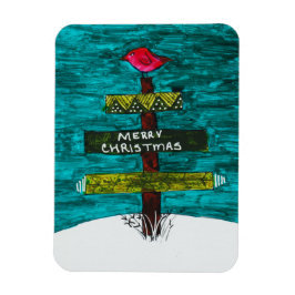 Árbol de Navidad pallet con imán de pájaro rojo