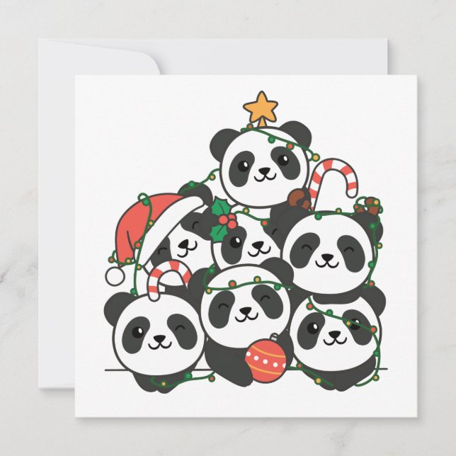 Árbol de Navidad Panda Invitación Divertida de Nav (Anverso)