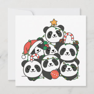 Árbol de Navidad Panda Invitación Divertida de Nav