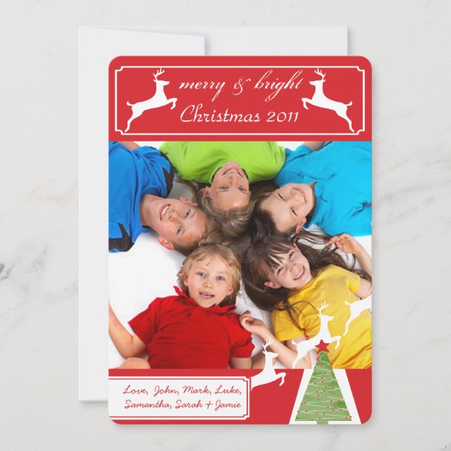 Árbol de Navidad para renos tarjeta de Navidades f (Anverso)