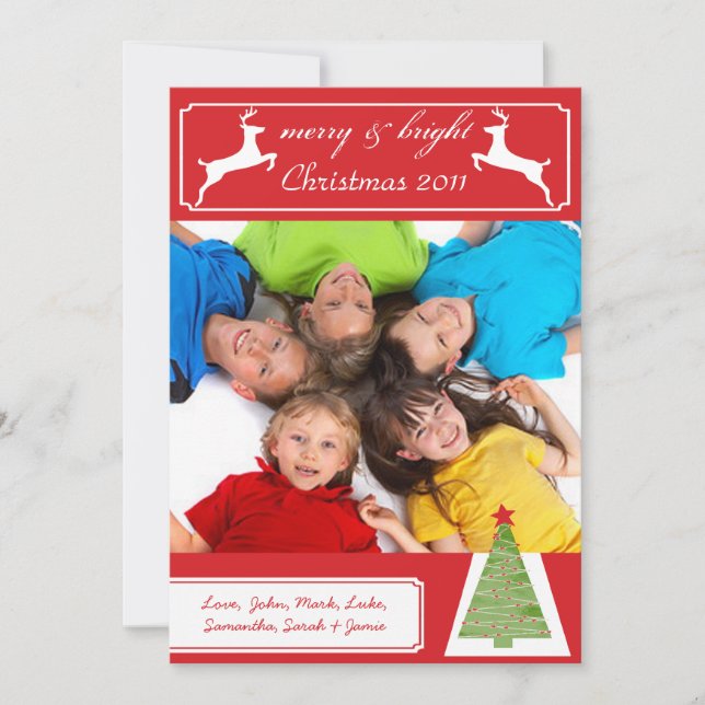 Árbol de Navidad para renos tarjeta de Navidades f (Anverso)