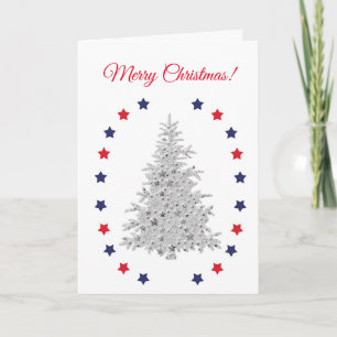 Árbol de Navidad patriótico en blanco