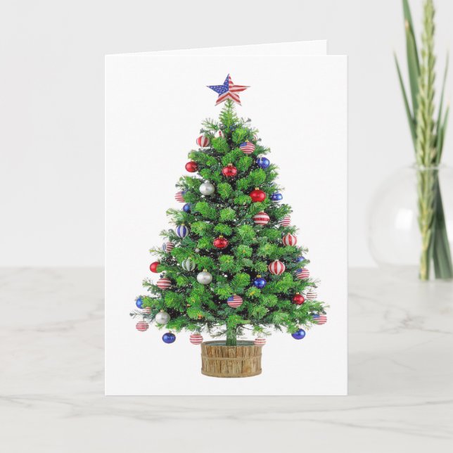 Árbol de Navidad patriótico rojo blanco azul orgul (Anverso)
