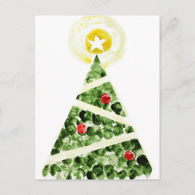 Árbol de Navidad pintado con dedos (Anverso)