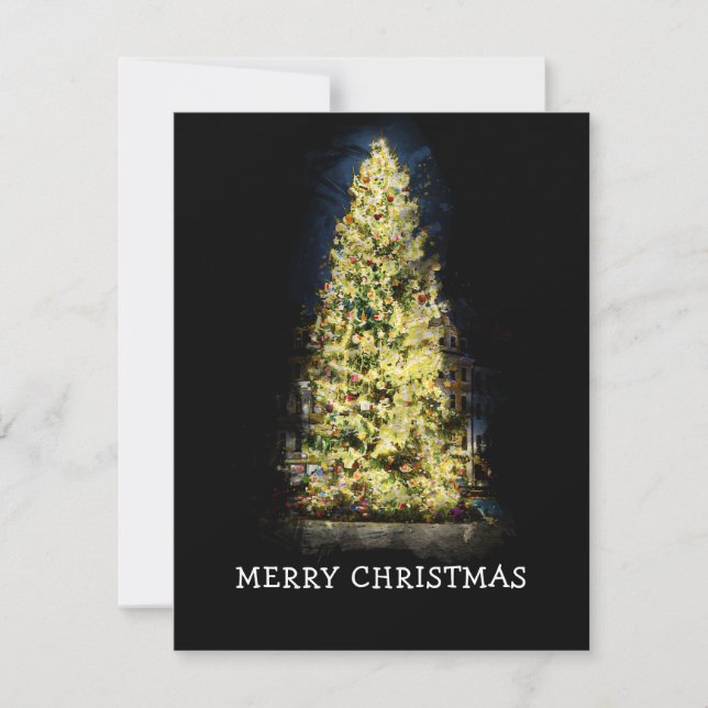 Árbol de Navidad pintado con iluminación (Anverso)