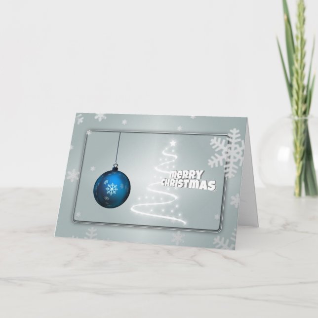 Árbol de Navidad plateado y azul con bola (Anverso)