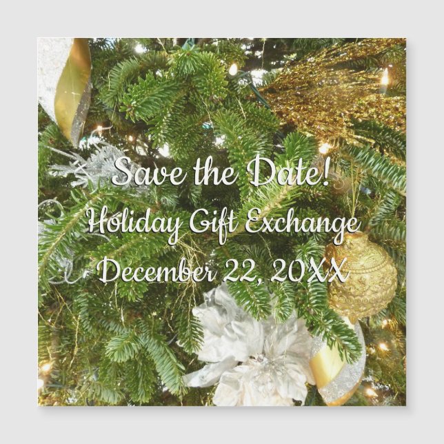 Árbol de Navidad plateado y dorado en vacaciones (Anverso)