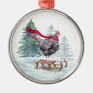 Arbol de Navidad Pollo Ornamento Cute Sledding Hen