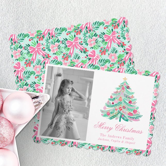 Árbol de Navidad Preppy Pink & Green Palm Beach (Subido por el creador)
